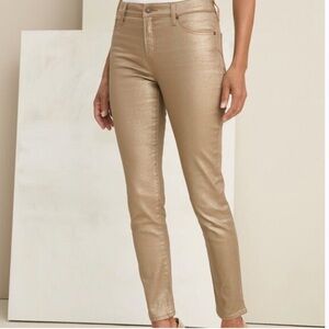 Chicos Metallic Gold So Slimming Girlfriend Jeans